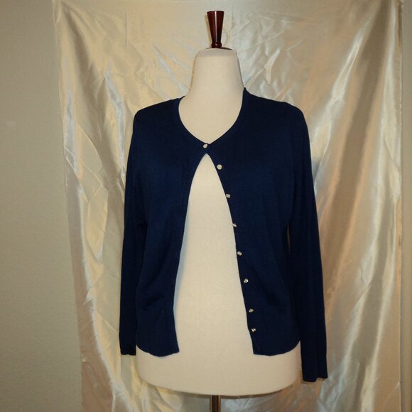 White House Black Market Sweaters - Women's Royal Blue Button Up Cardigan Sweater